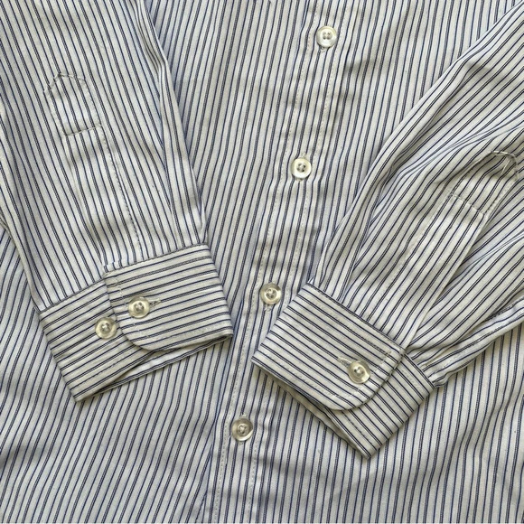 4/$25 Alberto Cardinali Long Sleeve Button Down Shirt Boys Sz 8 Pin Stripes Blue - Picture 6 of 7